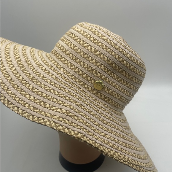 Eric Javits New York Straw Hat Sunhat Packable Wide Brim UPF 50+ Stripes - Picture 4 of 11